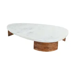 Bandeja Decorativa Triangular em Mármore Off White