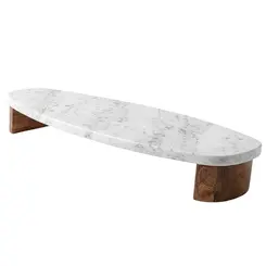 Bandeja Decorativa Estreita em Mármore Off White