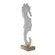 Escultura Decorativa Cavalo-Marinho em Metal Branco com Base em Madeira