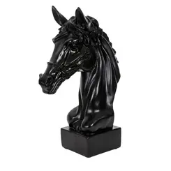 Escultura Decorativa Preta de Cavalo em Poliresina