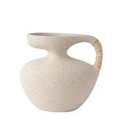 Vaso Ornamental de Cerâmica com Alça de Fibra Natural