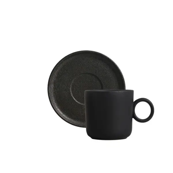 Xícara de Chá de Cerâmica Basic Rust 150ml com Pires