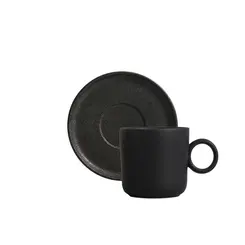 Xícara de Chá de Cerâmica Basic Rust 150ml com Pires