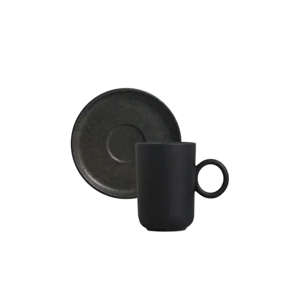Xícara Café de Cerâmica Basic Rust 90ml com Pires