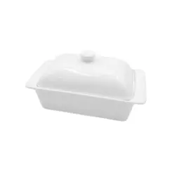 Manteigueira Retangular de Porcelana com Tampa