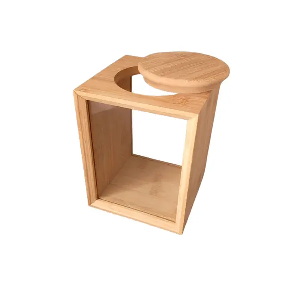Pote de Vidro Médio com Estrutura de Bambu