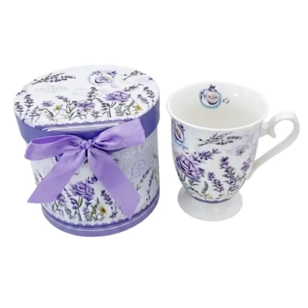 Caneca de Cerâmica Lavanda com Caixa e Laço