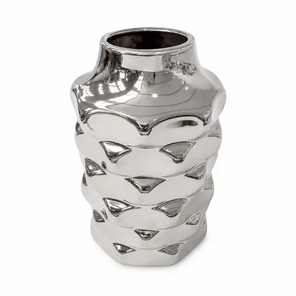 Vaso Decorativo Metalizado com Textura 31cm