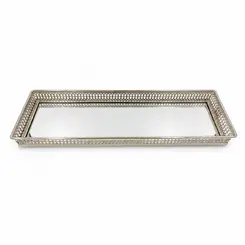 Bandeja Decorativa Espelhada com Borda Trabalhada 10x12x20cm