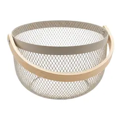 Cesta Decorativa Redonda em Metal com Alça