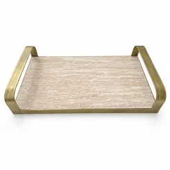 Bandeja em MDF e Metal 30,5x11cm Preta - Mart
