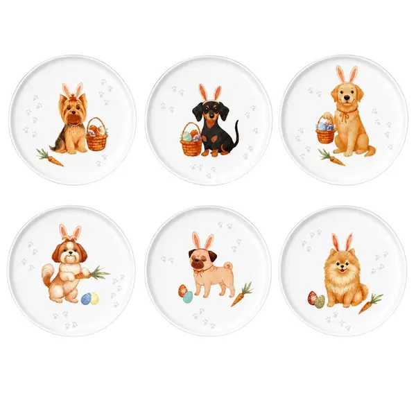 Prato Sobremesa de Cerâmica Cachorrinhos