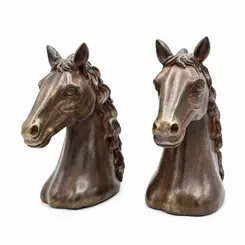 Jogo Porta-Livros de Resina Cavalo Decorativo