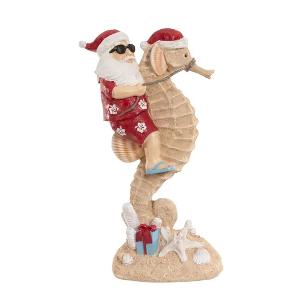 Enfeite de Resina Papai Noel com Cavalo-Marinho