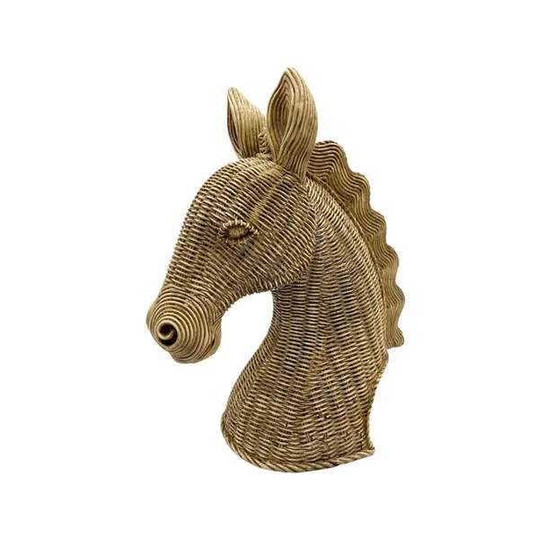 Escultura Decorativa Cavalo em Resina Textura Palha