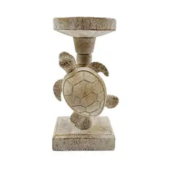 Castiçal Decorativo Resinado Amadeirado Tartaruga