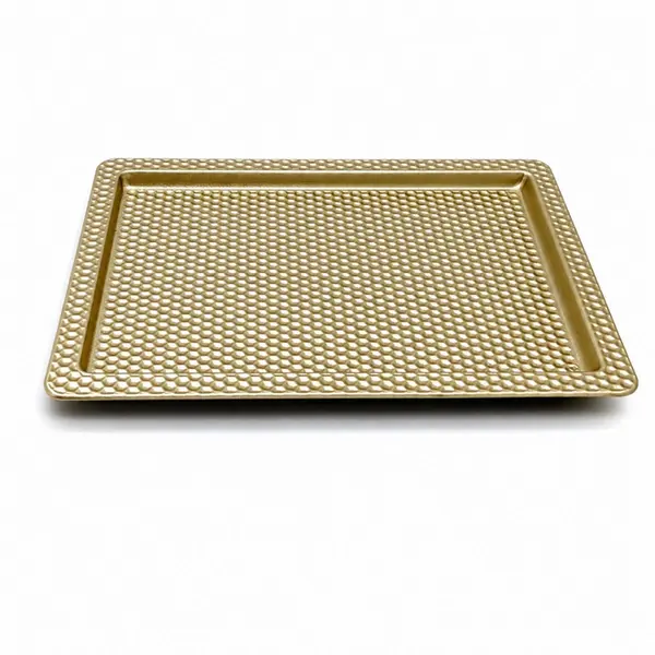 Bandeja em Metal com Textura Colmeia Dourada