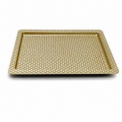 Bandeja em Metal com Textura Colmeia Dourada