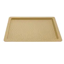 Bandeja Retangular em Metal com Textura Colmeia Dourada