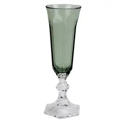 Taça Champage de Acrílico Verde Sextavado