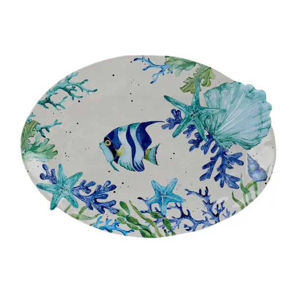 Travessa de Melamina com Desenho de Peixe e Estrela