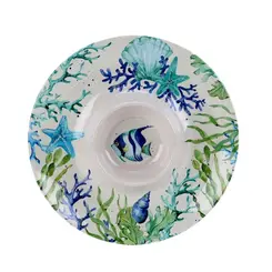 Petisqueira Redonda de Melamina com Desenho de Peixe