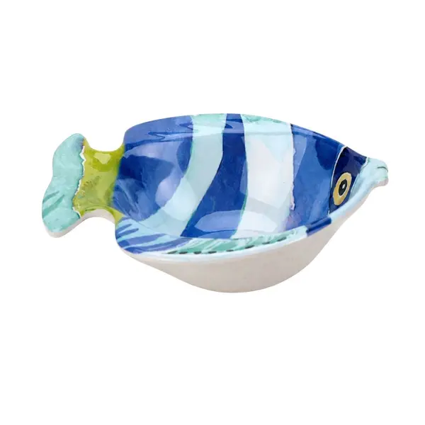 Bowl em Melamina Formato Peixe com Desenho Decorativo