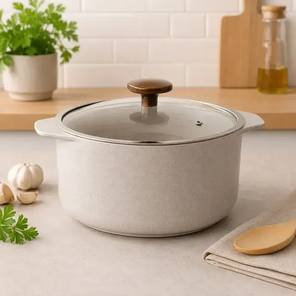 Panela de Cerâmica Média Linha Slim Vanilla com Tampa