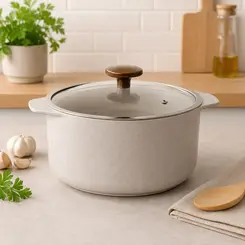 Panela de Cerâmica Média Linha Slim Vanilla com Tampa