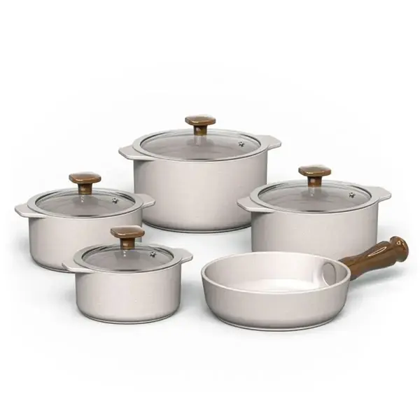 Conjunto 5 Panelas de Cerâmica Slim Vanilla
