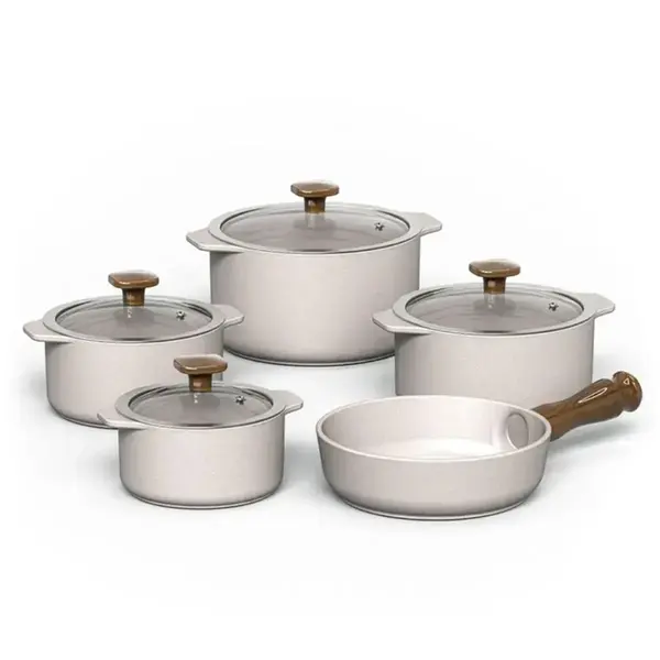 Conjunto 5 Panelas de Cerâmica Slim Vanilla
