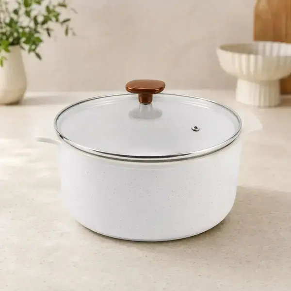 Panela de Cerâmica Grande  Slim Vanilla com Tampa