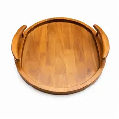 Bandeja de Madeira Redonda com Alças