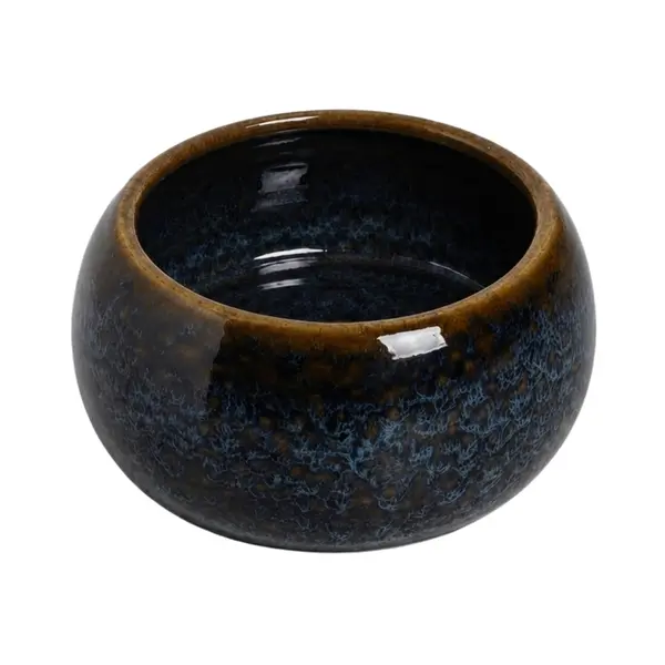 Vaso Baixo de Cerâmica Azul e Preto