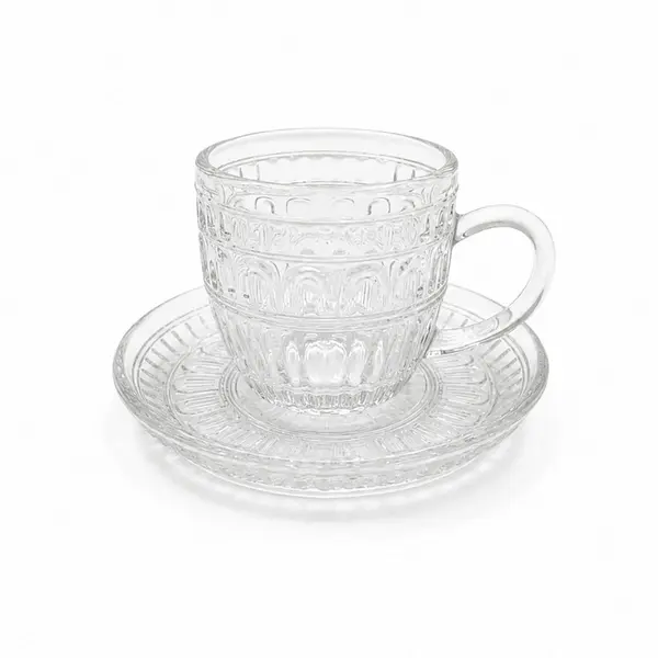 Conjunto 6 Xícaras de Café de Vidro com Pires Castle