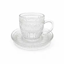 Conjunto 6 Xícaras de Café de Vidro com Pires Castle