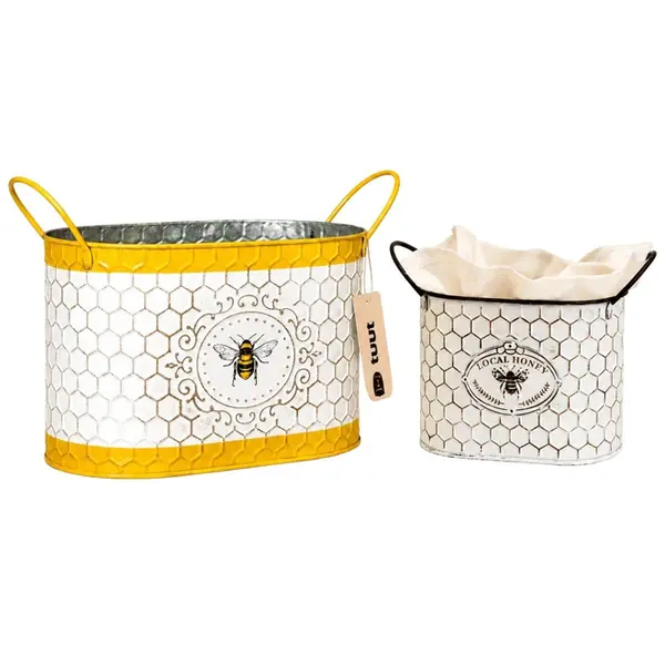 Cachepot de Metal Bee Happy 2 Tamanhos