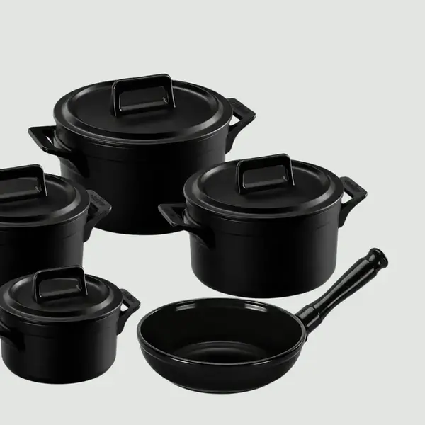 Conjunto 5 Panelas de Cerâmica Clear Preto