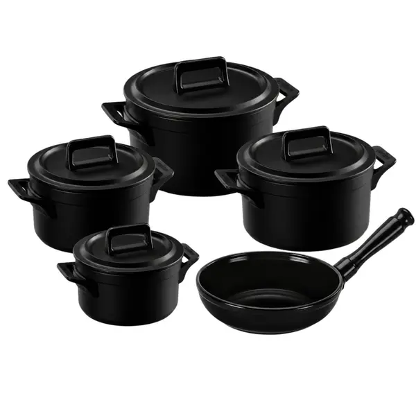 Conjunto 5 Panelas de Cerâmica Clear Preto