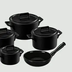 Conjunto 5 Panelas de Cerâmica Clear Preto
