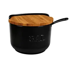 Saleiro de Cerâmica Preto com Colher