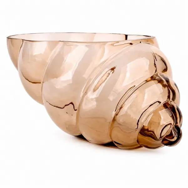 Vaso de Vidro Âmbar com Formato de Concha Média