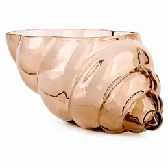 Vaso de Vidro Âmbar com Formato de Concha Média