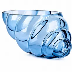 Vaso de Vidro Azul com Formato de Concha Média