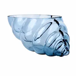 Vaso de Vidro Azul com Formato de Concha Pequena
