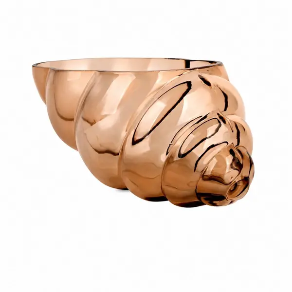 Vaso de Vidro Âmbar com Formato de Concha Pequena