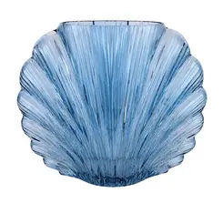 Vaso de Vidro Azul em Formato de Concha Médio