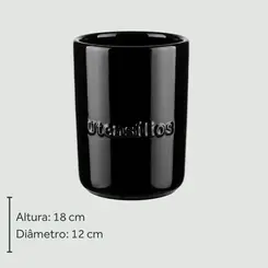 Porta Utensílios de Cerâmica Preto 2ª Linha