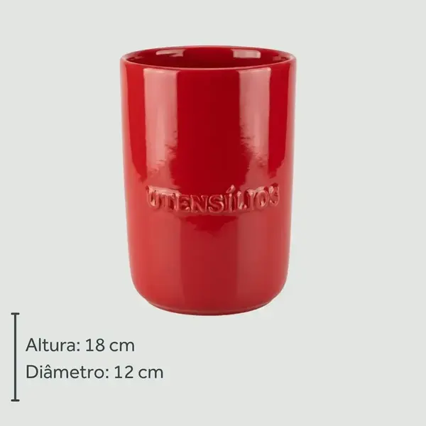 Porta Utensílios de Cerâmica Vermelho 2ª Linha