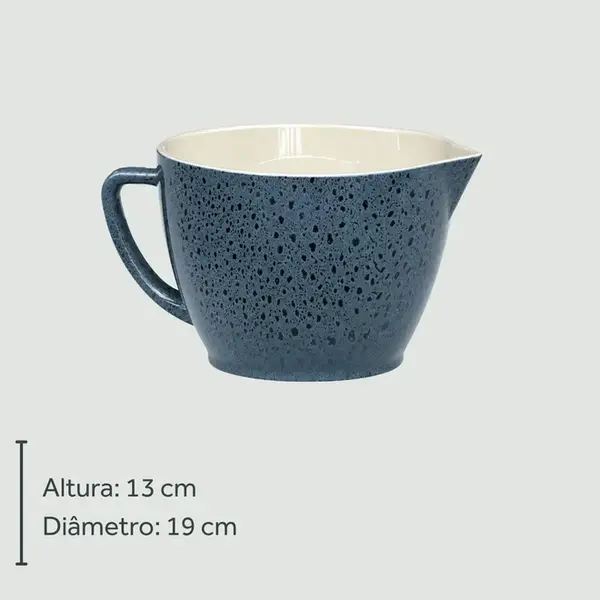 Bowl de Preparo Azul Orgânico de Cerâmica com Alça 2ª Linha